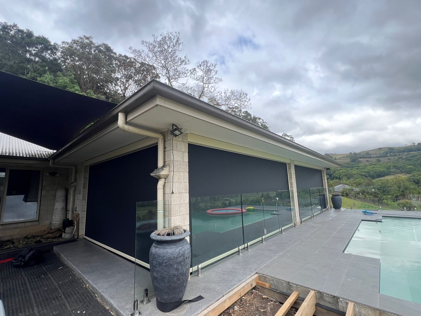 Poolside SRS awning installation